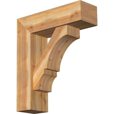 Ekena Millwork Balboa Block Rough Sawn Bracket w/ Offset Brace, Western Red Cedar, 8"W x 26"D x 30"H BKT0806X26X30BOA05RWR